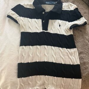 Polo by Ralph Lauren Black and White Cable Knit Tee